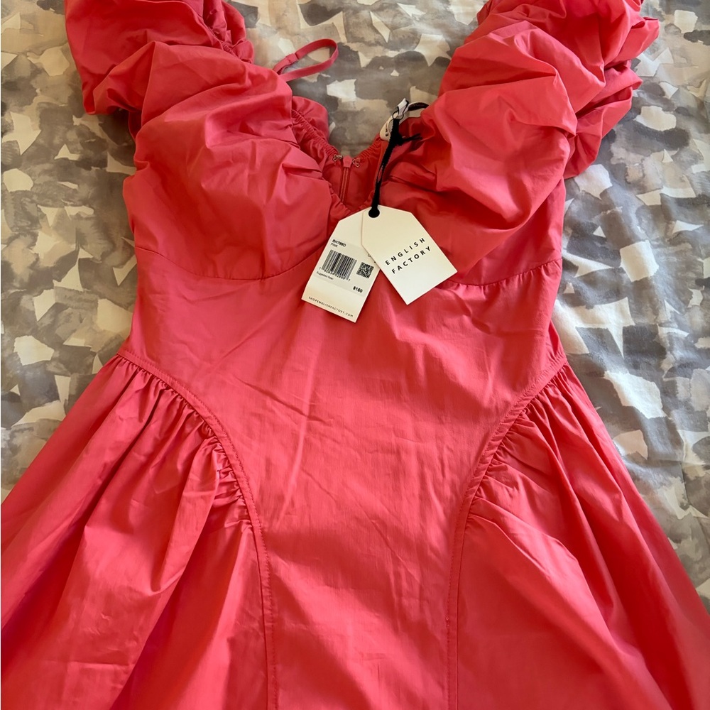 NWT - ENGLISH FACTORY CORAL PUFF SLEEVE DRESS - Picture 5 of 6